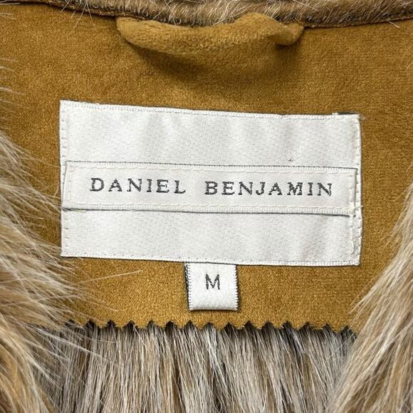 Vintage Daniel Benjamin Tan Suede Faux Fur Lined Tie Front Jacket Womens Medium - Picture 2 of 7